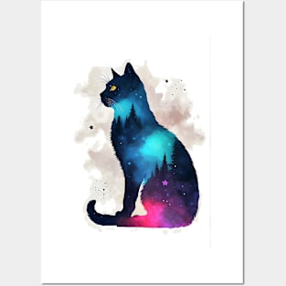 Minimilastic design of a black cat Posters and Art